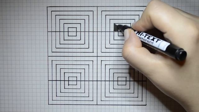 Рисунки по клеточкам, иллюзия #рисункипоклеточкам