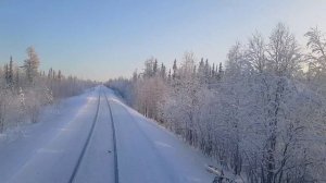 Вид из кабины машиниста поезда | Утро крайнего севера
