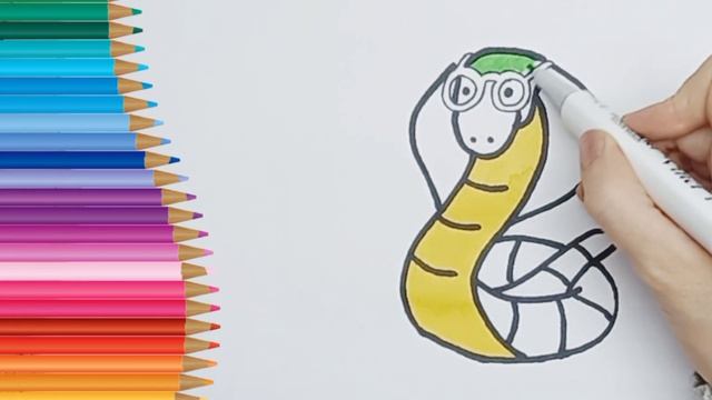 Рисуем и раскрашиваем ЗМЕЮ для малышей смотреть онлайн