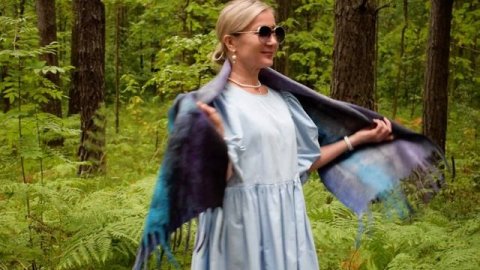 Шарф из шелка и шерсти ручной работы для мужчин или женщин