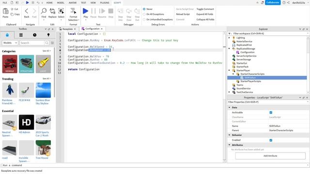 Как сделать быстрый бег в Roblox Studio смотреть онлайн