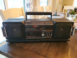Sharp GF-330 Boombox Cassette Tape Deck Player Recorder Radio Vintage Black-произведён ФИЛИПИНЫ