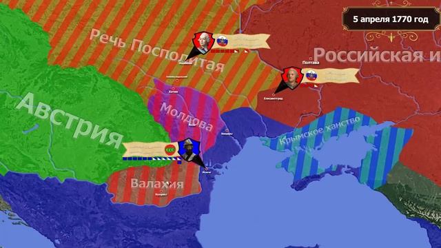 Шестая русско-турецкая война на карте (1768—1774). Часть 1
