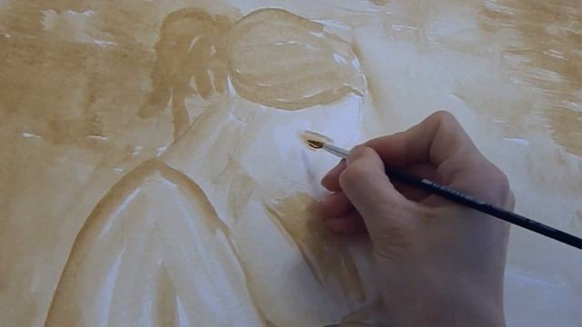 ? Подмалёвок кофейной картины "Счастье материнства"