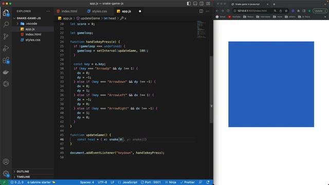 Develop Snake Game using JavaScript Canvas