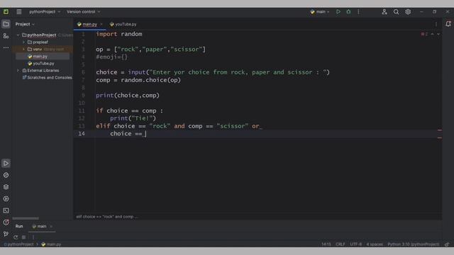 Create Rock Paper & Scissors game using Python | Python project tutorial video | Masai