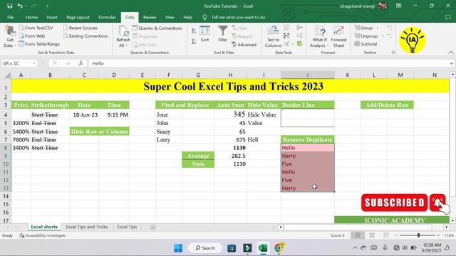 30+ Super Cool Excel Tips and Tricks in 2023 || Beginner to Advance || Iconic Academy