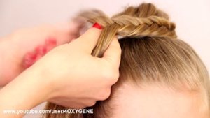 Детский пучок с плетением рыбий хвост. Children's Bun Using Fishtail Braiding