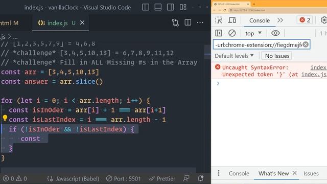 JavaScript  - Fill in All Missing Array Numbers