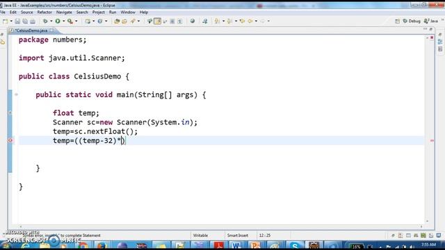 Write a java program to convert Fahrenheit to celsius? смотреть онлайн