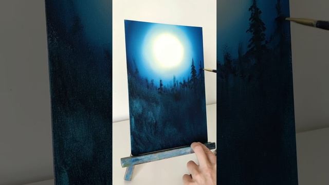 Картина маслом на Хэллоуин. Ведьма под луной. смотреть онлайн