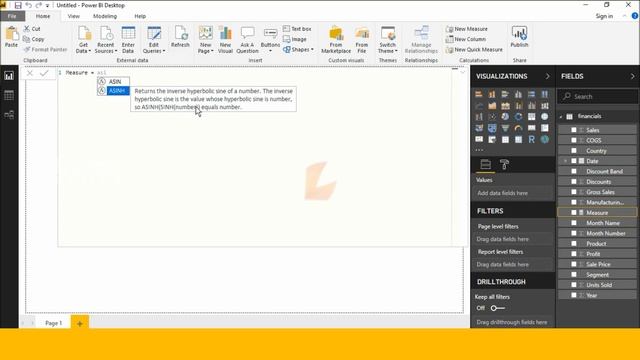 ASINH function (DAX) - DAX function ASINH In Power BI Desktop