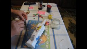 Декорирование бутылки в стиле пейп-арт.    № 109