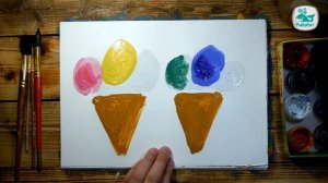 Как нарисовать МОРОЖЕНОЕ красками | Простые рисунки красками | Урок рисования для детей