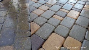 Чистка тротуарной плитки, удаление мха в Павловской