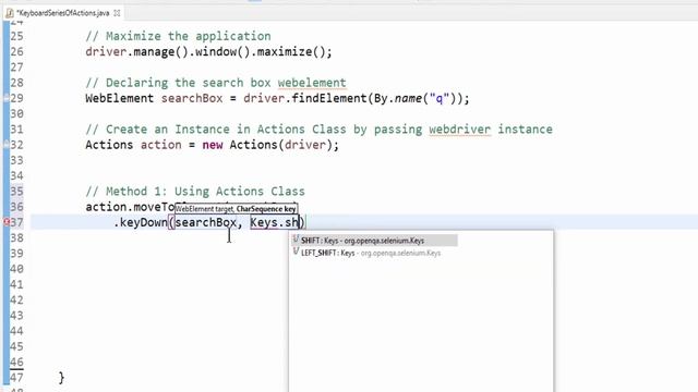 Selenium Tutorials for Beginners : 30. How to perform Series of Keyboard Actions?