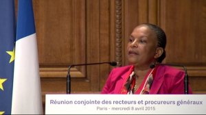 Réunion conjointe des recteurs et des procureurs généraux - Allocution de Christiane Taubira 