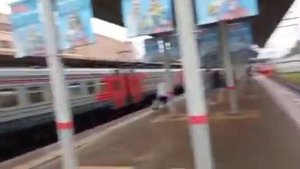 // Электропоезда «ЭД4М-0448» и «ЭД4М-0213» на ж/д платформе «Лось» Ярославское направление //