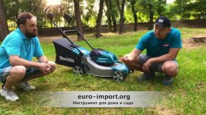 Обзор на аккумуляторную газонокосилку и триммер Makita