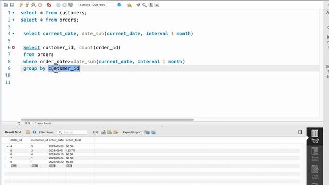 How to Find Customers with Multiple Orders in the Last Month? | SQL Tutorial in Telugu