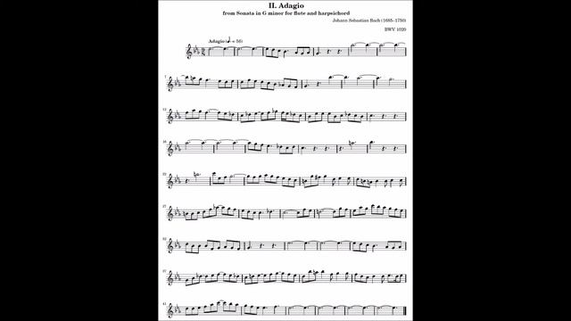 J. S. Bach Adagio from Sonata in G minor for flute and harpsichord (Sibelius) смотреть онлайн