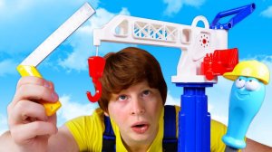 Строительный кран заклинило. Видео про машинки для мальчиков