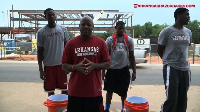 Razorback Basketball Head Coach Mike Anderson accepts the ALS Ice Bucket Challenge