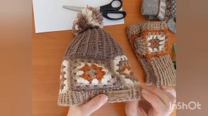 Обзорный мастер-класс по вязанию крючком "Шапка с мотивом  "Бабушкин квадрат"