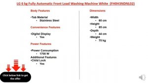 LG 6 kg Inverter Fully-Automatic Front Loading Washing Machine (FH0FANDNL02, Blue White)