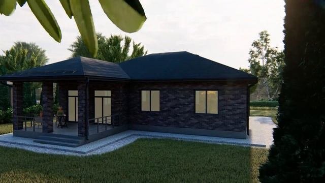 Видеообзор проекта одноэтажного дома площадью 130кв.м.  Длинное видео