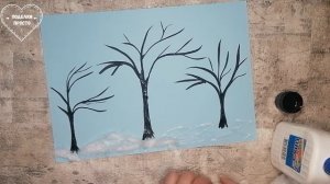 Деревья в снегу из ваты - поделка в сад