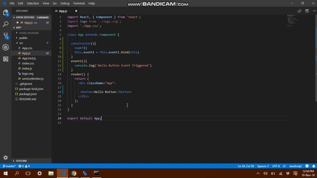 Creating HTML Buttons & Events in React JS