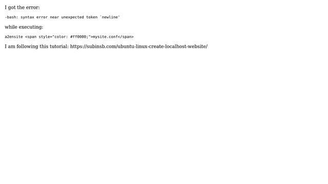 Ubuntu: ERROR -bash: syntax error near unexpected token `newline' смотреть онлайн