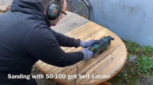 How to sand a wooden table board using belt sander & delta sander DIY