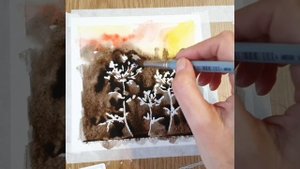 Акварель+масляная пастель! Интересный и лёгкий рисунок!