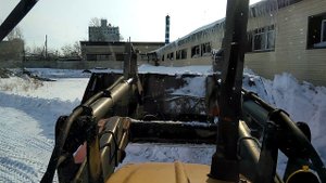 Обучение работы на Экскаваторе погрузчике!!!Как набирать твёрдый снег!!!