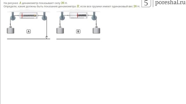 В установке изображенной на рисунке масса грузика. Определи какие должны быть показания динамометров. Одинаковы ли показания динамометров a и b рисунок 101. На рисунке а динамометр показывает силу 28н. Какие должны быть показания динамометра если два грузика имею вес 25 н.