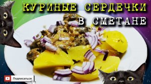 Куриные сердечки в сметане. Отличное блюдо, зайдет всем