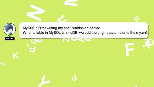 MySQL : Error writing my.cnf: Permission denied смотреть онлайн