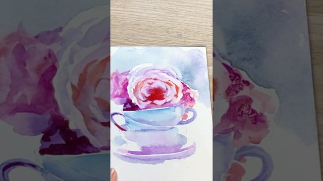 Акварельная миниатюра "Чай на троих".  Художник Татьяна Устьянцева. смотреть онлайн