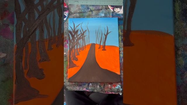 Painting a fall walkway! #art #painting #artist #fall #autumn #autumntrees