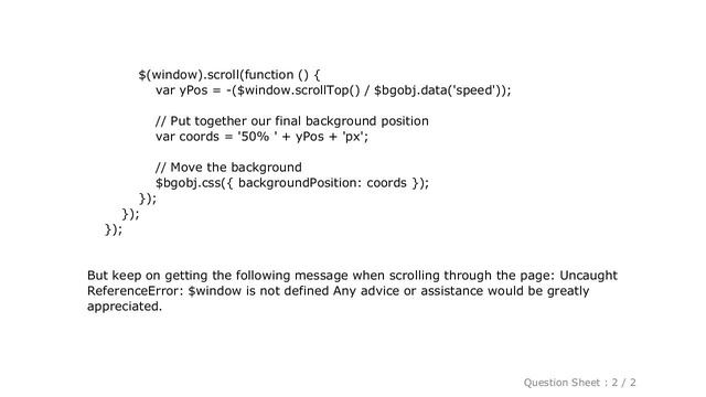 HTML : Javascript $window is not defined when adding paralax scrolling смотреть онлайн