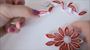 Цветок Канзаши на ободке. Мастер класс. DIY Kanzashi flower . Ribbon