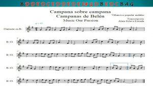 Campana sobre campana/Campanas de Belén (NOTAS/CIFRADO Y PARTITURA PARA CLARINETE) "FÁCIL"