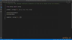 Python - Ejercicio 481: Agregar Múltiples Elementos al Final de un Objeto Array con extend()