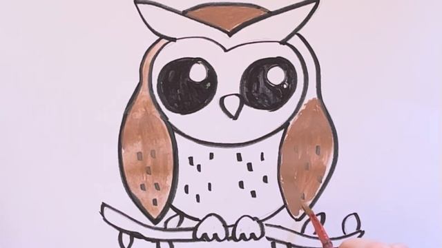 Owl Drawing, Painting & Colouring for Kids & Toddlers || How to draw a Cute Owl Step by Step. смотреть онлайн