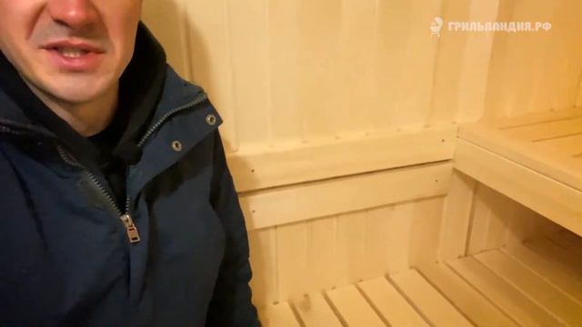 Маленькая баня Карелия 6х2.4м (обзор каркасной бани снаружи и внутри с комментариями)