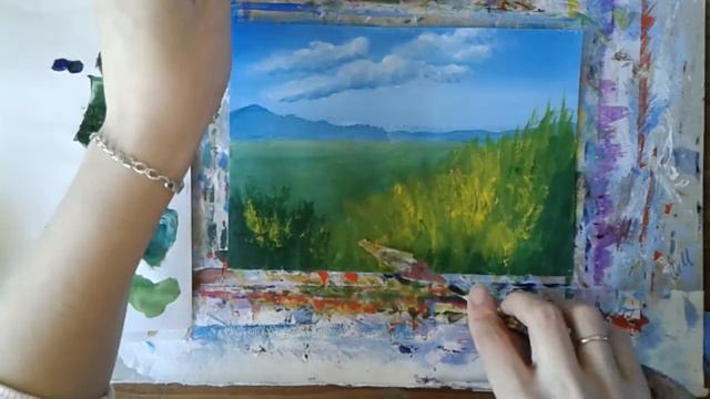 Летний пейзаж акрилом | ПРОСТО и ЯРКО смотреть онлайн
