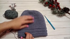 Шапка-бини "Цепи" (двойная). Экспресс-МК. Подробное объяснение.