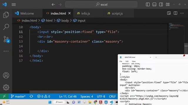 Javascript masonry-layout Library Example to Show Images Using Form Input Element in Browser смотреть онлайн